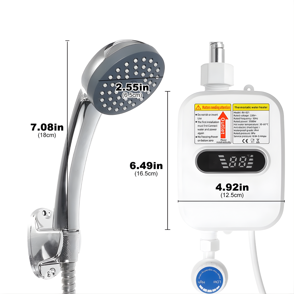 Calentador de Agua Eléctrico para Ducha | Agua Caliente al Instante | Temperatura Constante