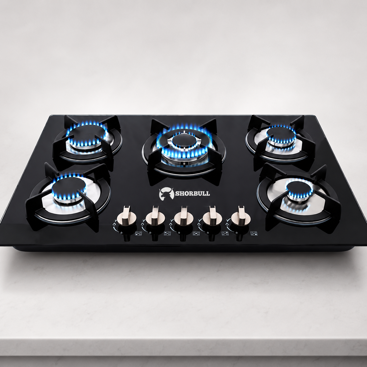 Parrilla de Gas 5 Quemadores con Vidrio Templado | 72cm | Gas LP y Natural