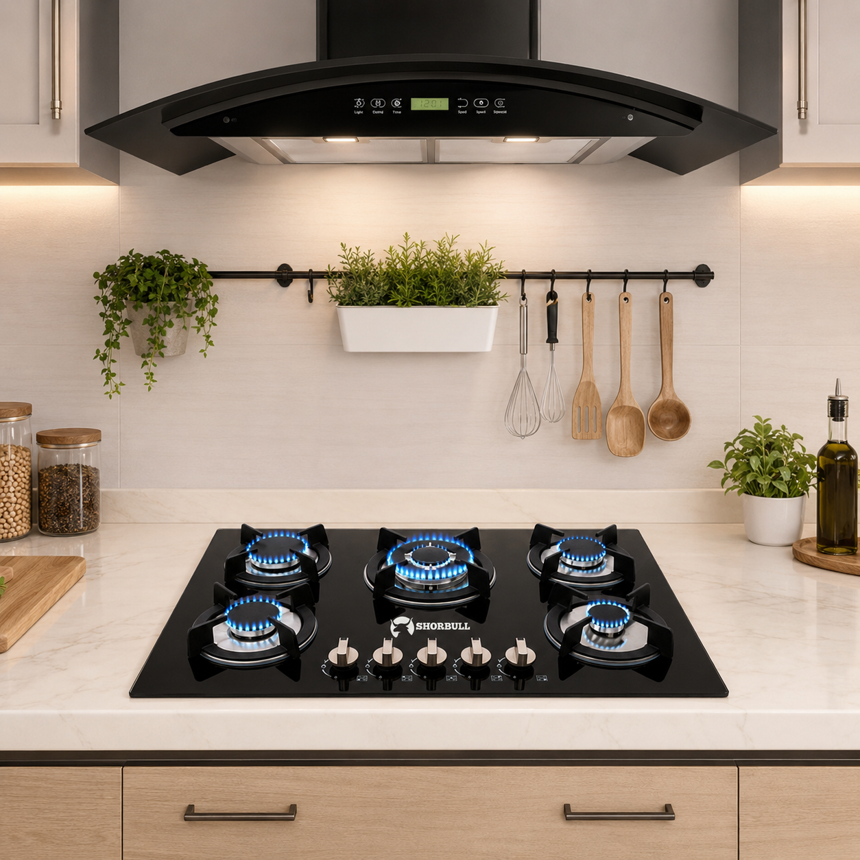 Parrilla de Gas 5 Quemadores con Vidrio Templado | 72cm | Gas LP y Natural