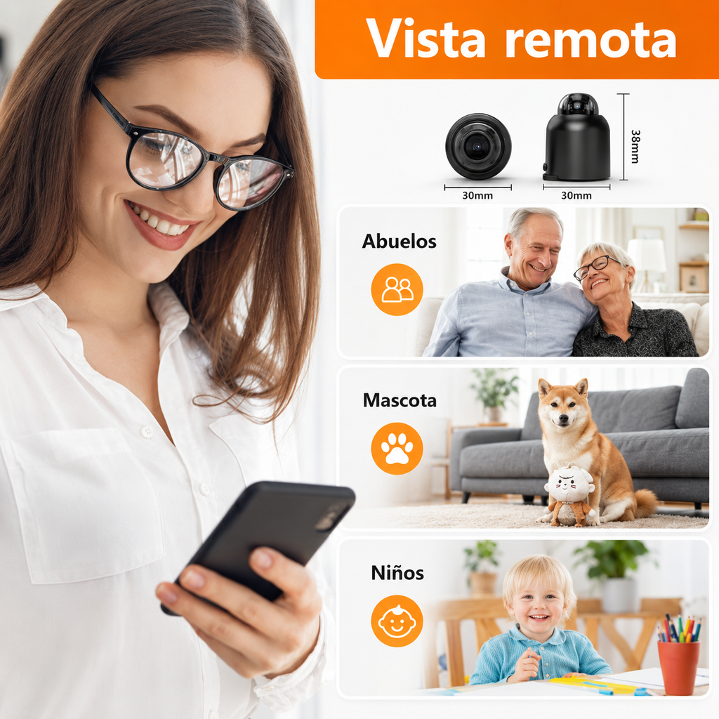 Tranquilidad Total - Mini Cámara Espía WiFi 1080p Visión Nocturna