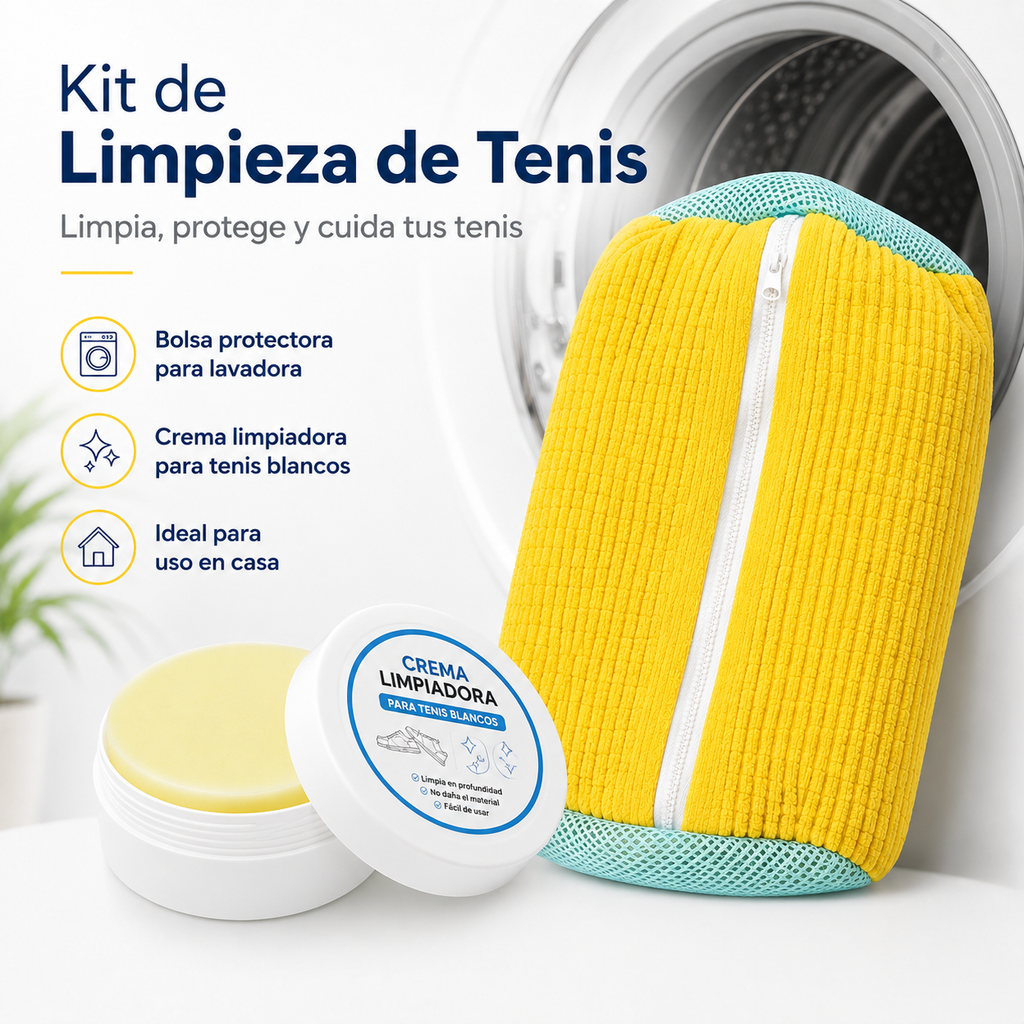 Kit Tenis Limpios | Pasta Limpiadora + Bolsa de Malla para Lavadora