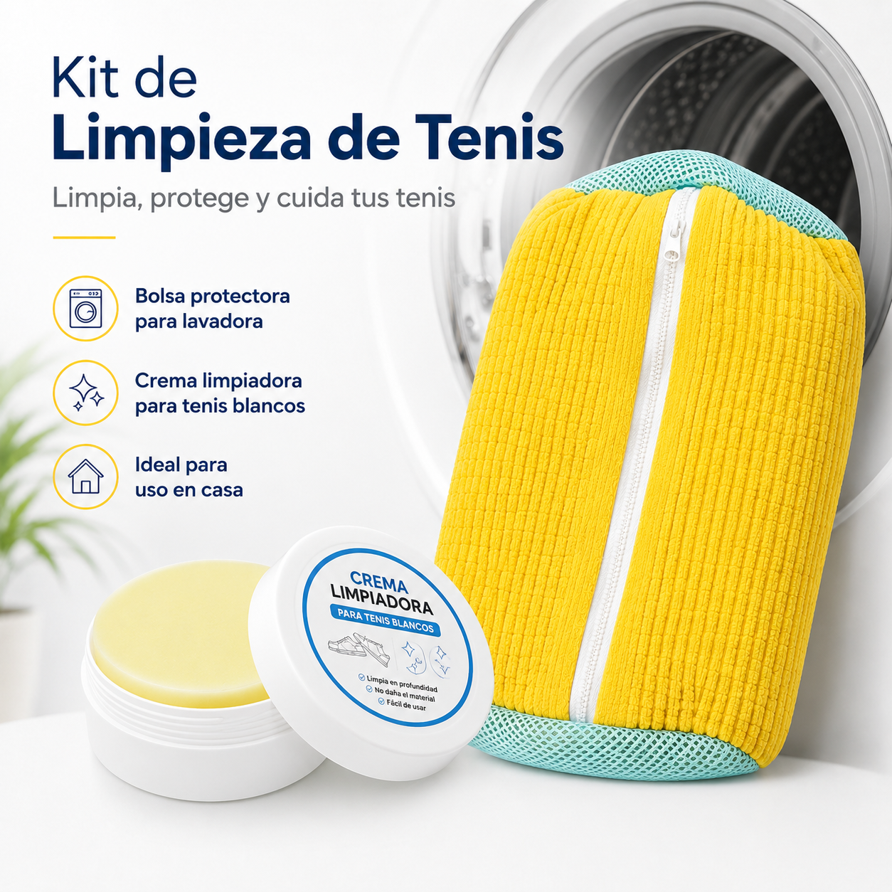 Kit Tenis Limpios | Pasta Limpiadora + Bolsa de Malla para Lavadora