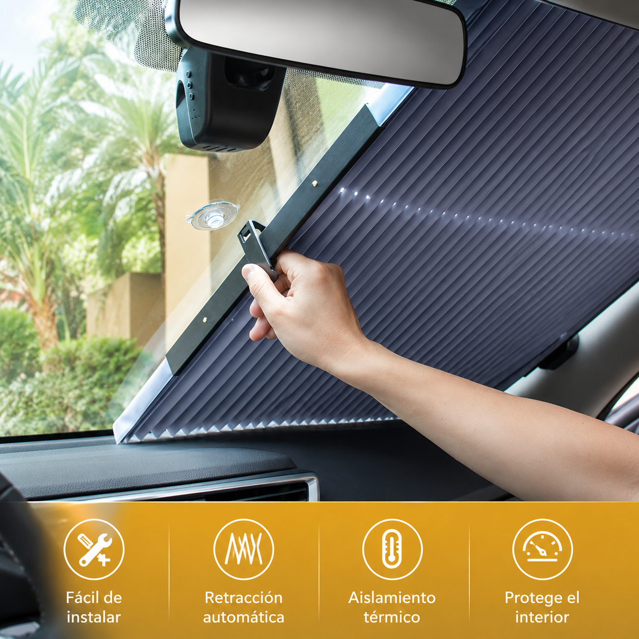 Parasol Retráctil para Parabrisas | Protección UV y Calor | Fácil Instalación