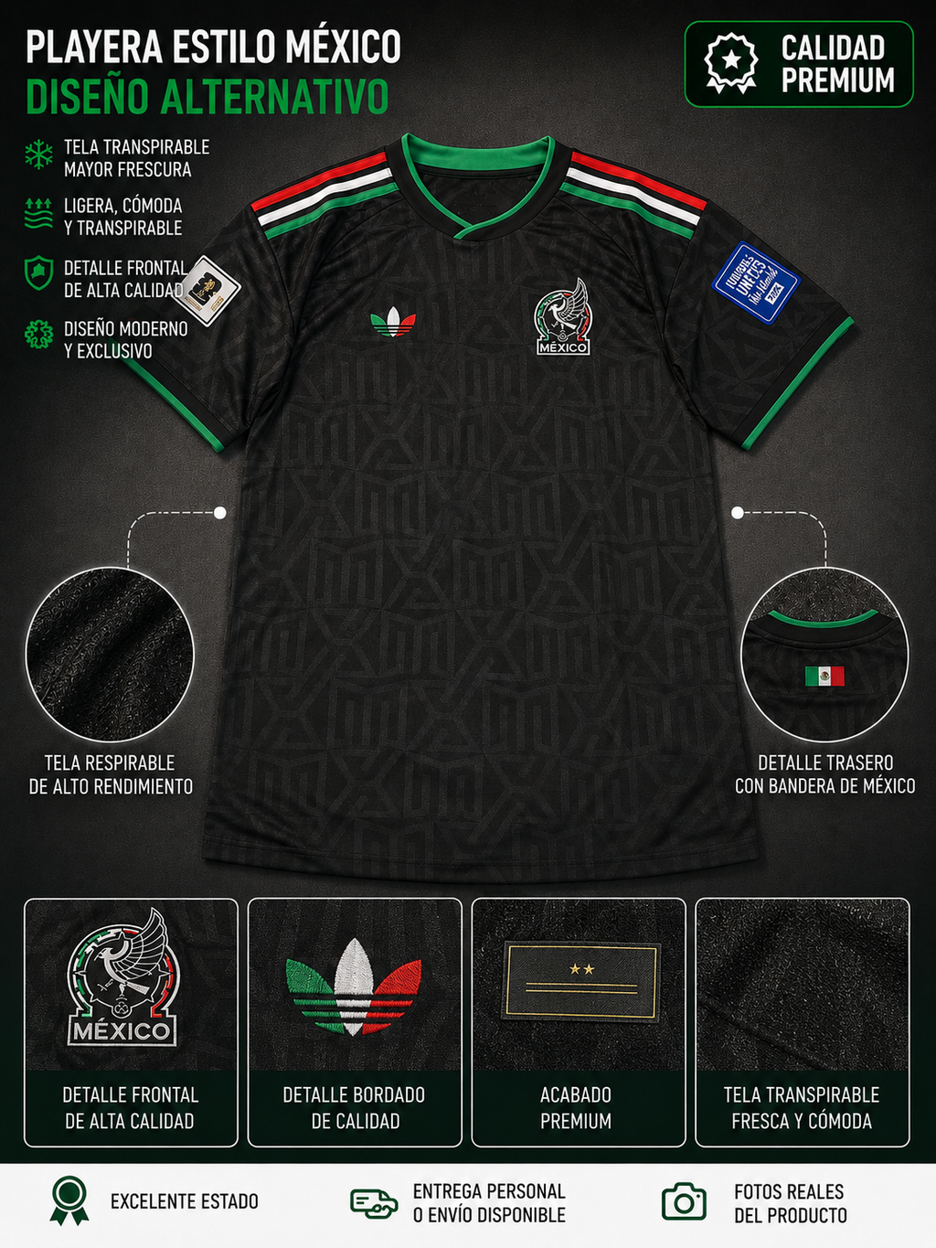 Playera Deportiva Estilo Selección Mexicana | Tela Transpirable | Unisex
