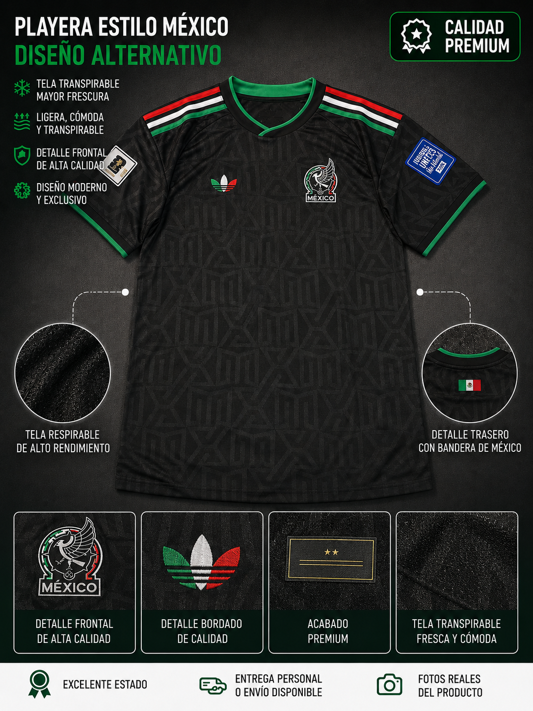 Playera Deportiva Estilo Selección Mexicana | Tela Transpirable | Unisex