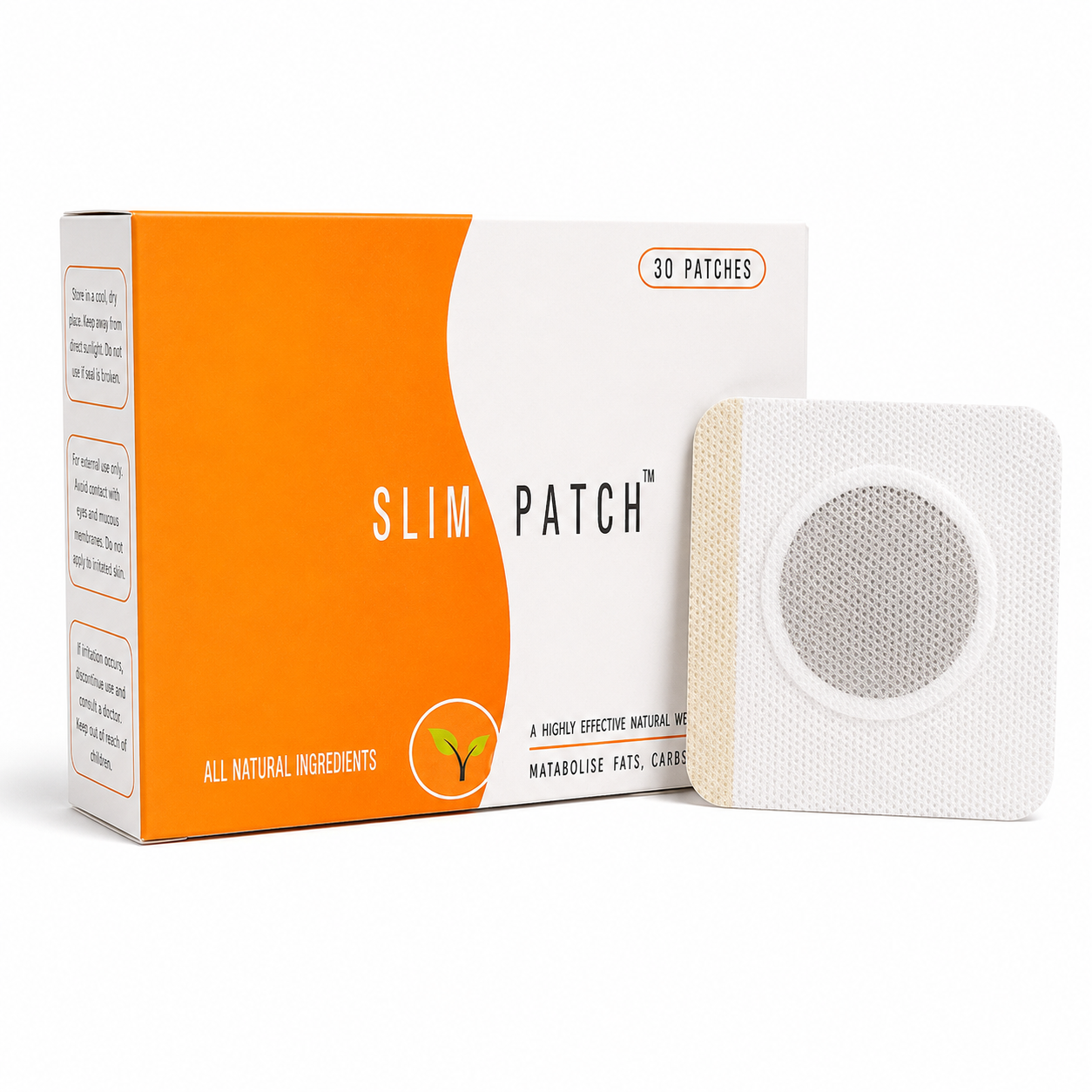 30 Parches Adelgazantes Slim 100% Natural | Reducción de Medidas | Abdomen y Cintura