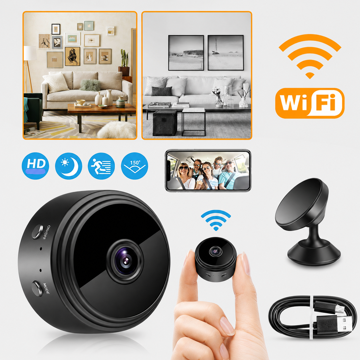 Mini Cámara de Seguridad WiFi A9 | Visión Nocturna | Detección de Movimiento
