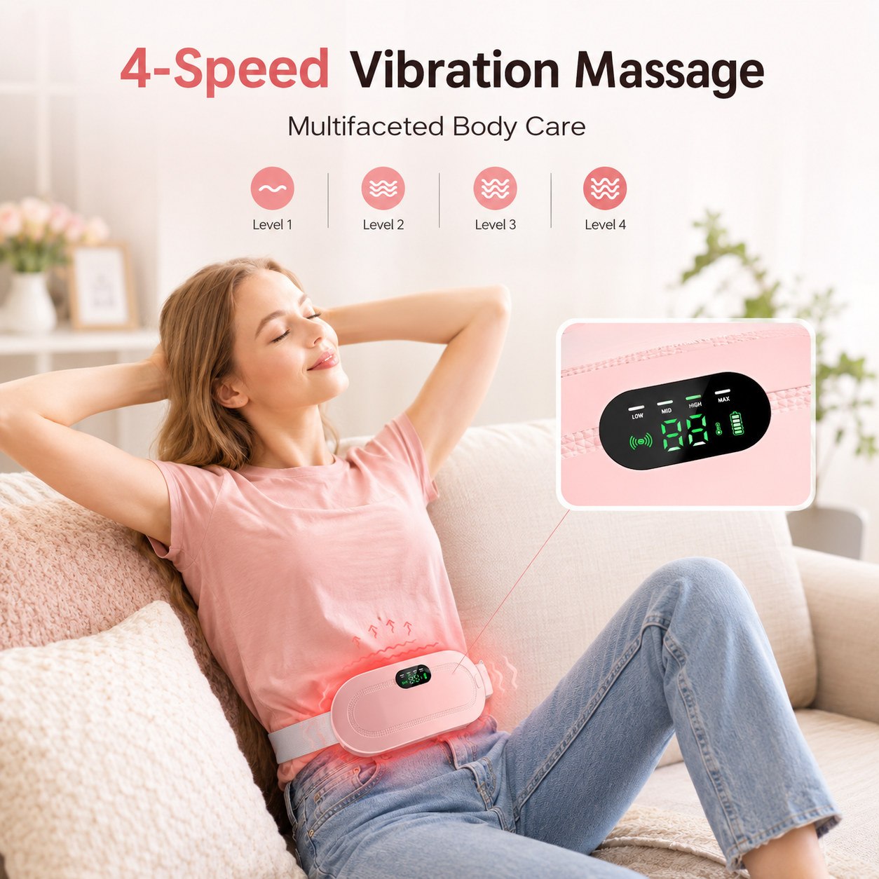 Cinturón Térmico para Cólicos Menstruales con Masaje y Calor | Recargable