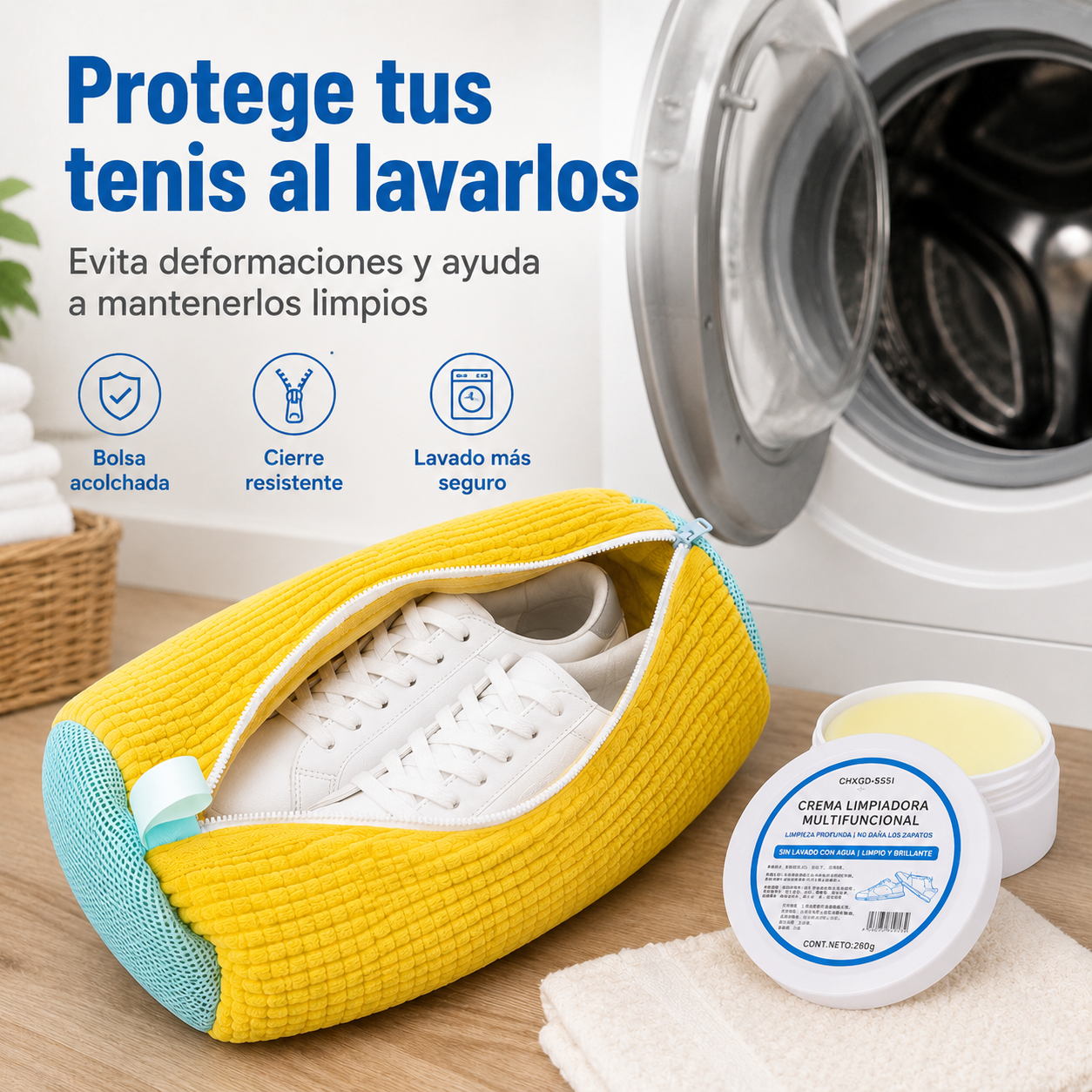 Kit Tenis Limpios | Pasta Limpiadora + Bolsa de Malla para Lavadora